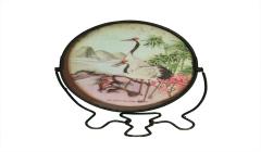 仙鹤纹玻璃座镜